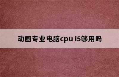 动画专业电脑cpu i5够用吗